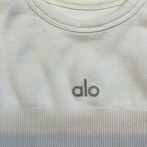 Alo Yoga Ribbed Scoop Neck Bra Top White Women’s Medium - Picture 4 of 7